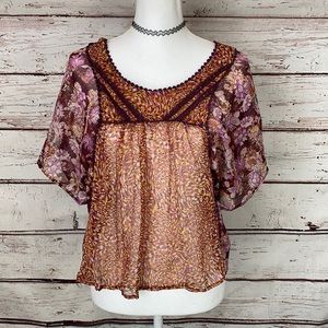 Xhiliration Tunic Boho Top Medium